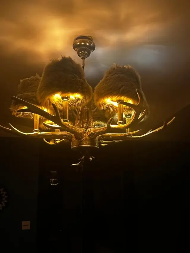 Le luminaire doré du salon